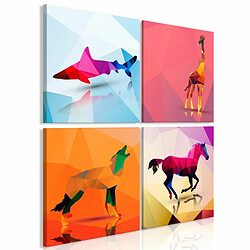 Paris Prix Tableau Imprimé 4 Panneaux Geometric Animals 40 x 40 cm