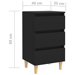 vidaXL Table de chevet avec pieds en bois noir 40x35x69 cm pas cher