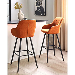 Beliani Tabouret de bar Set de 2 Tissu Orange DARIEN