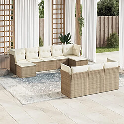 Maison Chic Salon de jardin avec coussins 10 pcs | Ensemble de Table et chaises | Mobilier d'Extérieur beige résine tressée -GKD78309