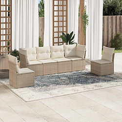 vidaXL Salon de jardin avec coussins 6 pcs beige résine tressée 