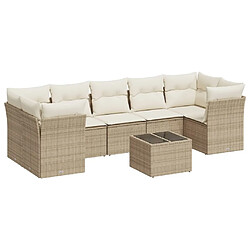 Maison Chic Salon de jardin avec coussins 8 pcs | Ensemble de Table et chaises | Mobilier d'Extérieur beige résine tressée -GKD11026