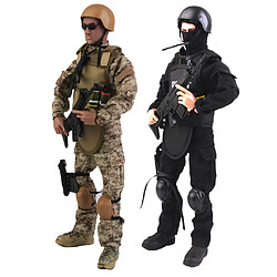 Paire 1/6 Modèles Soldats des Forces Spéciales ACU/ SWAT Figurine en Plastique avec Vêtements à Changer Accessoires Scénario Jouet Enfants