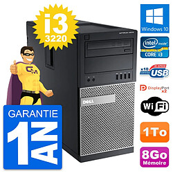 PC Tour Dell OptiPlex 9010 Intel Core i3-3220 RAM 8Go Disque 1To Windows 10 Wifi - Occasion