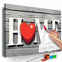 Paris Prix Tableau à Peindre Soi-Même Home with Red Heart 40x60cm