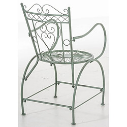 Decoshop26 Lot de 2 chaises de jardin avec accoudoirs balcon terrasse design rustique en métal vert vieilli 10_0002871 pas cher