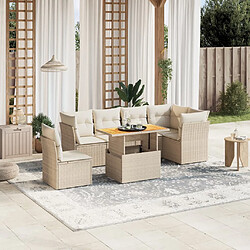 vidaXL Salon de jardin avec coussins 7 pcs beige résine tressée 