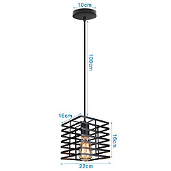 Stoex Suspension luminaire industrielle style vintage forme cage fer Ø 22cm E27 noir pour chambre salon salle à manger cuisine,bar pas cher