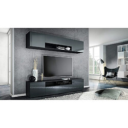 Mpc Combinaison murale armoire mogan, corps en noir mat/façades en gris haute brillance