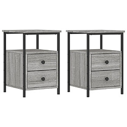 Maison Chic Lot de 2 Tables de chevet,Table de nuit,Table d'appoint pour salon sonoma gris 34x35,5x50cm bois ingénierie -MN64415