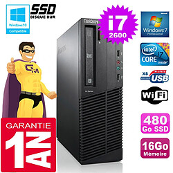 PC Lenovo M92p SFF Core I7-2600 Ram 16Go Disque 480 Go SSD Graveur DVD Wifi W7 · Occasion 