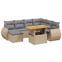 vidaXL Salon de jardin avec coussins 8 pcs beige résine tressée