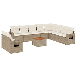 Maison Chic Salon de jardin 11 pcs avec coussins, Ensemble Tables et chaises d'extérieur beige résine tressée -GKD811452