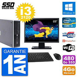 PC HP Compaq Pro 6300 SFF Ecran 22" i3-2120 RAM 4Go SSD 480Go Windows 10 Wifi - Occasion