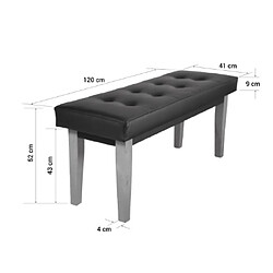 Homestyle4U Banquette latérale en tissu Gris 120 cm