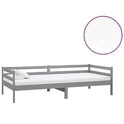 Maison Chic Lit de jour avec matelas, Lit de repos Lit d'invité pour Salon Chambre,Canapé-lit 90x200 cm Gris Bois de pin massif -MN39783