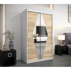 Abiks Meble Armoire Boliwia à portes coulissantes 200/120/62 2 portes (blanc/sonoma)