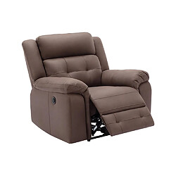 Vente-Unique Fauteuil relax électrique en microfibre aspect cuir vieilli marron ORTIANO pas cher