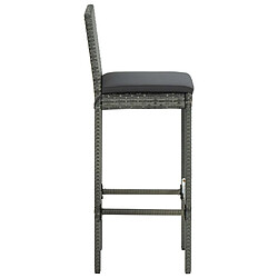 Acheter vidaXL Tabourets de bar avec coussins lot de 6 gris résine tressée