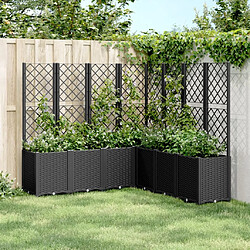 Maison Chic Jardinière,Bac à fleurs avec treillis - pot de fleur noir 160x160x140 cm PP -GKD88157