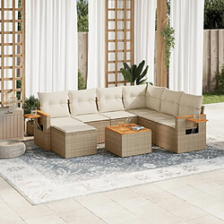 Maison Chic Salon de jardin avec coussins 8 pcs | Ensemble de Table et chaises | Mobilier d'Extérieur beige résine tressée -GKD61438