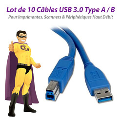 Connectland Lot x10 Câbles USB 3.0 Type A -B Mâle Imprimante Scanner Haut Débit 80cm NEUFS · Occasion 