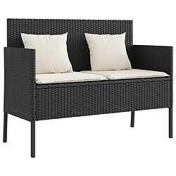 Maison Chic Banc de jardin avec coussins | Banquette de jardin | Chaise Relax noir résine tressée -MN95302