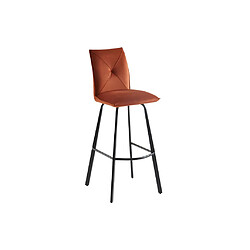 Avis Vente-Unique Lot de 2 tabourets de bar - Velours et Métal - Terracotta - INDILANE