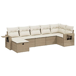 Maison Chic Salon de jardin avec coussins 7 pcs, Ensemble Tables et chaises de jardin, beige résine tressée -GKD354450 