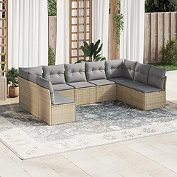 vidaXL Salon de jardin avec coussins 9 pcs beige résine tressée 