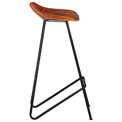 vidaXL Tabourets de bar lot de 4 marron cuir véritable pas cher