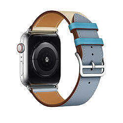 Avis Wewoo Bracelet de montre en cuir bicolore à boucle unique pour Apple Watch séries 3 et 2 & 1 38 mmgris bleu + rose blanc + glacier