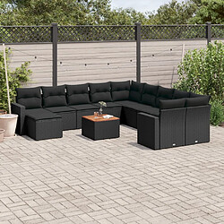 Maison Chic Salon de jardin 12 pcs avec coussins, Ensemble Tables et chaises d'extérieur noir résine tressée -GKD128010