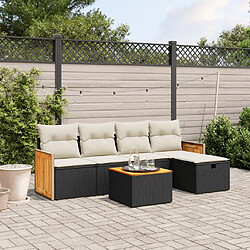 vidaXL Salon de jardin 6 pcs avec coussins noir résine tressée