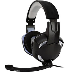 Casque Pro Gamer Amstrad Basic AMS H555 argent avec Rétroéclairage LED - 40mm Power Bass avec micro intégré, réglage volume