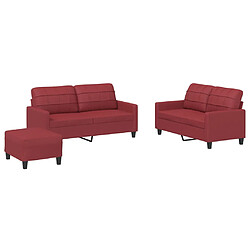 vidaXL Ensemble de canapés 3 pcs et coussins Rouge bordeaux Similicuir