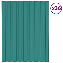 vidaXL Panneaux de toiture 36 pcs Acier galvanisé Vert 60x45 cm