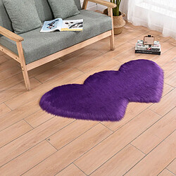 LUUCOZK Tapis moelleux en fausse fourrure, tapis à poils longs pour chambre à coucher, salon, violet-70x180cm double coeur 