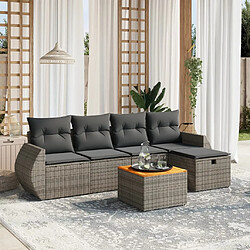 Maison Chic Ensemble Tables et chaises d'extérieur 6pcs avec coussins,Salon de jardin gris résine tressée -GKD661077