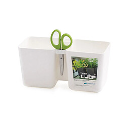 Pot pour herbes avec ciseaux Twins Cube blanc DTC245-S449 