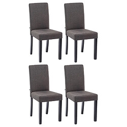 Non Lot de 4 chaises de salle à manger Ina tissu noir 