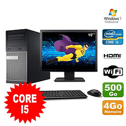 Lot PC Tour DELL 3010 MT I5-2400 Graveur 4Go 500Go HDMI Wifi W7 + Ecran 19" - Occasion