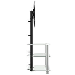 Acheter Maison Chic Meuble TV d'angle 3 niveaux, Banc TV pour salon, Meuble de rangement pour 32-70 pouces noir et argenté -GKD37555