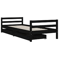 Avis Maison Chic Lit d'Enfant Chambre - Cadre de lit pour enfant avec tiroirs noir 90x200 cm bois pin massif -MN32669