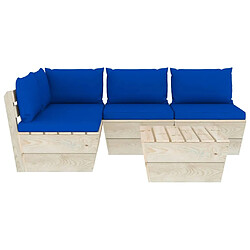 Avis Maison Chic Salon de jardin palette 5 pcs avec coussins - Table et chaises d'extérieur - Mobilier/Meubles de jardin Moderne épicéa imprégné -MN72818