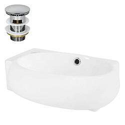 ML-Design Lavabo ovale blanc céramique trou de robinet à gauche bonde 43x28x15 cm moderne 