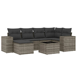 vidaXL Salon de jardin avec coussins 7 pcs gris résine tressée