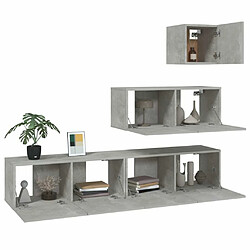 Acheter Maison Chic Ensemble de meubles TV 4 pcs | Banc TV Moderne pour salon | Meuble de Rangement - Gris béton Bois d'ingénierie -MN48305