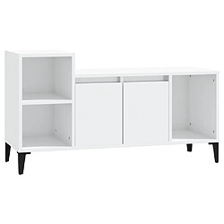 Maison Chic Meuble TV scandinave - Banc TV pour salon Blanc brillant 100x35x55 cm Bois d'ingénierie -MN23963