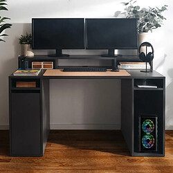 Mes Bureau gamer 1 porte et 1 niche 140x70x85 cm décor noir